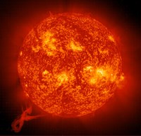 Six thousand degrees Celsius at the surface, 15 million at the centre. In the extreme density and temperature of the centre of the Sun, fusion reactions are possible. To create fusion in a tokamak plasma—an environment one million times less dense than the air we breathe—much higher temperatures must be attained. © SOHO-NASA-ESA (Click to view larger version...)